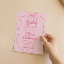 Search for retro baby girl shower invitations Minimal minimalist digital virtual