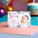 Search for under the sea 1st birthday invitations Pink and gold mermaid