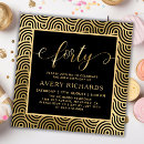 Search for foil 40th birthday invitations Black and gold