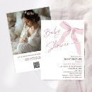 Search for pink bow baby shower invitations Modern