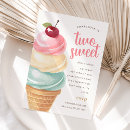 Search for two sweet ice cream birthday invitations Summer