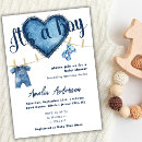 Search for blue jean baby shower invitations Teddy bear