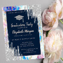 Search for silver and blue graduation invitations High school graduation