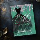 Search for silver and green sweet 16 invitations For her