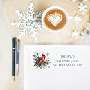 Search for winter cardinal return address labels Watercolor