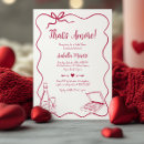 Search for love and pizza invitations Red
