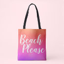 Search for beach please tote bags Typography