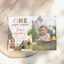 Search for one happy camper 1st birthday invitations Bear