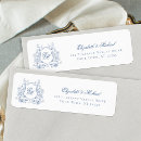 Search for monogram floral return address labels Blue