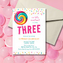 Search for candy 3rd birthday invitations Cute