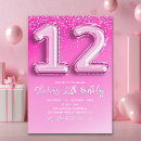 Search for girls 12th birthday invitations Glitter