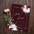 Search for maroon white wedding invitations Watercolor red botanical flower
