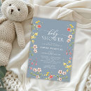 Search for pink blue flowers baby shower invitations Little wildflower