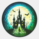Search for haunted house full moon bats stickers Black