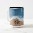 Search for heart in sand mugs Ocean