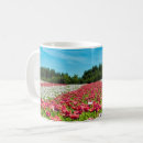 Search for red poppies mugs Field of flowers
