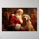 Search for golden retriever christmas art Santa