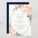 Search for navy blue peach wedding invitations Modern