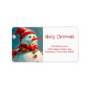 Search for snowman return address labels Merry christmas