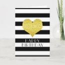 Search for black and gold and white birthday cards Stripes