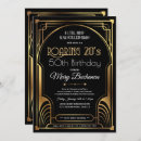 Search for roaring 20s birthday invitations Black and gold