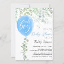 Search for winter greenery baby shower invitations Baby blue white green
