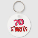 Search for 70th birthday key rings Seventy