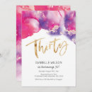 Search for watercolor 30th birthday invitations Pink and gold