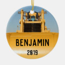 Search for construction vehicle christmas tree decorations Bulldozer