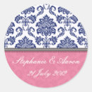 Search for blue damask wedding stickers Pink