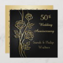 Search for square wedding anniversary invitations Black and gold