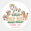 Search for farm animals thank you stickers Floral