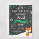 Search for fox 1st birthday invitations Winter onederland