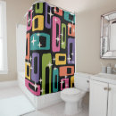 Search for retro atomic pattern shower curtains Mid century modern