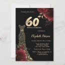 Search for red rose 60th birthday invitations Black