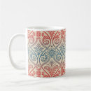 Search for red damask mugs Vintage