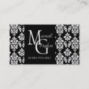 Search for damask monogram business cards White