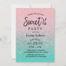 Search for teal and silver sweet 16 invitations Girly