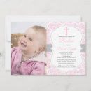 Search for pink and grey christening invitations Cross