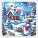 Search for vintage scene stickers Snowman
