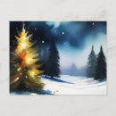 Search for snowy landscape postcards Christmas tree