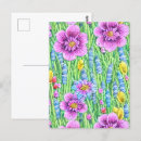 Search for purple garden flowers postcards Watercolor