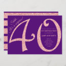 Search for purple gold 40th birthday invitations Fortieth
