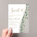 Search for foliage sweet 16 invitations Watercolor