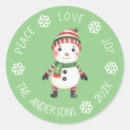 Search for round snowman stickers Red