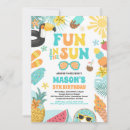 Search for fun in the sun birthday invitations Pool party