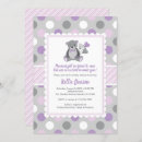 Search for purple grey baby shower invitations Polka dots
