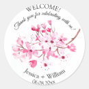 Search for pink cherry blossom wedding stickers Thank you
