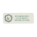 Search for monogram wreath return address labels Minimalist