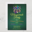 Search for green masquerade mask invitations Mardi gras